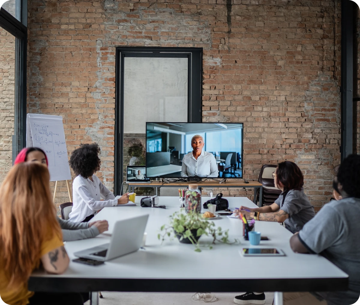 Group meeting with virtual presentation