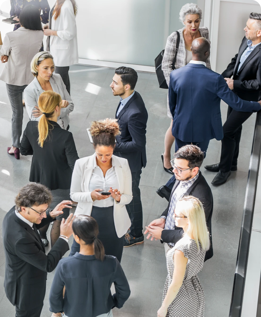 Group socializing at a corporate gathering